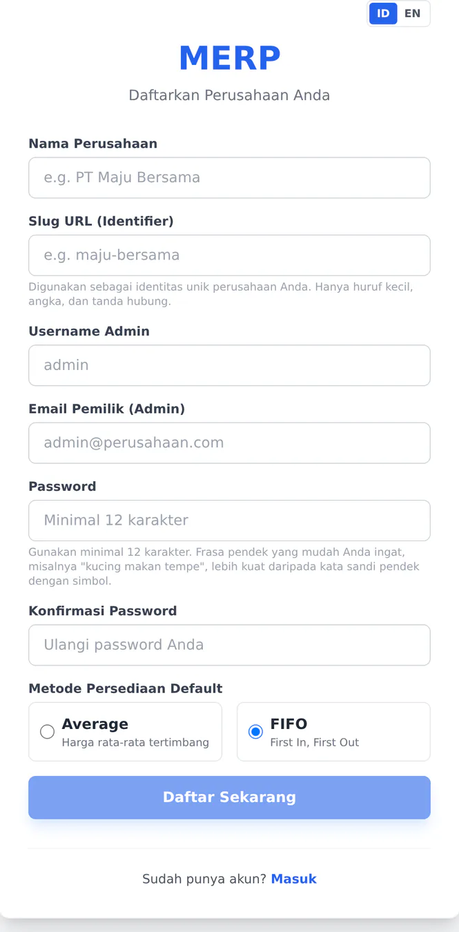 Formulir pendaftaran yang masih kosong