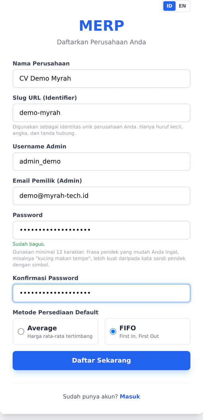 Formulir pendaftaran yang sudah terisi