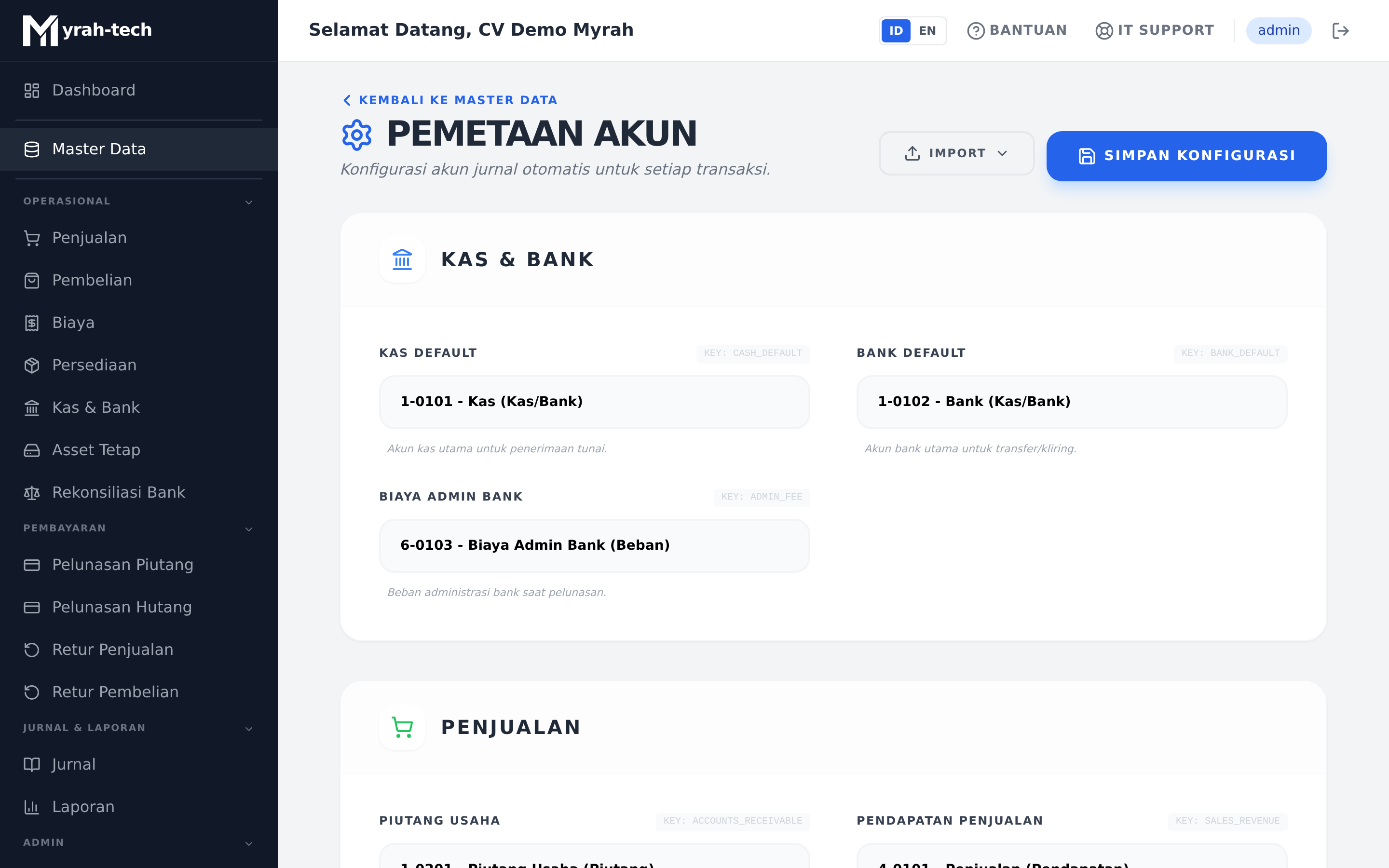 Halaman Mapping Akun