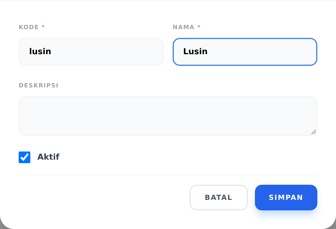 Form tambah satuan