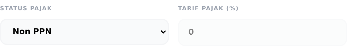 Kolom Status Pajak pada form produk