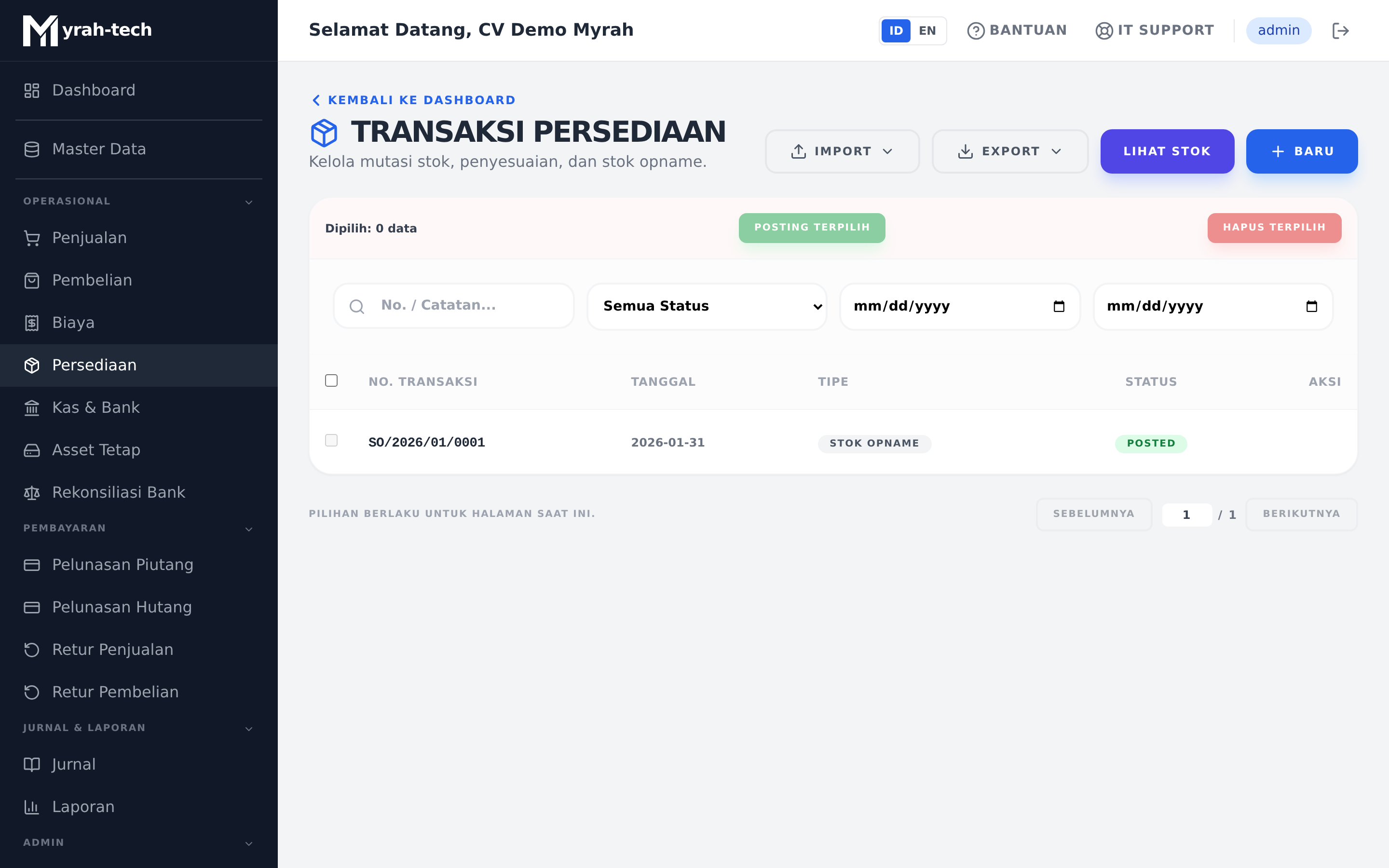 Daftar penyesuaian stok