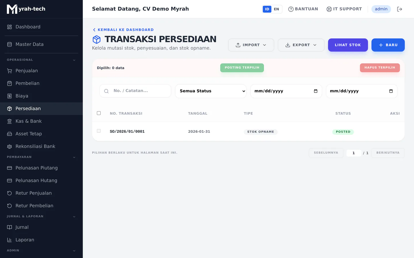 Daftar penyesuaian stok